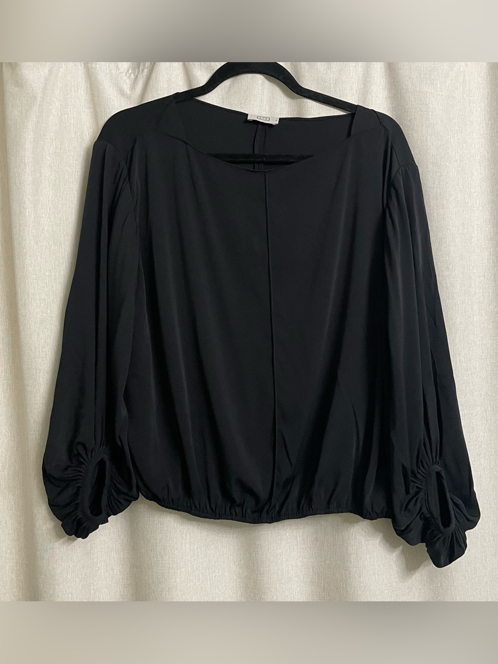 AYR Black Silk Blend Balloon Sleeve Blouse Size M